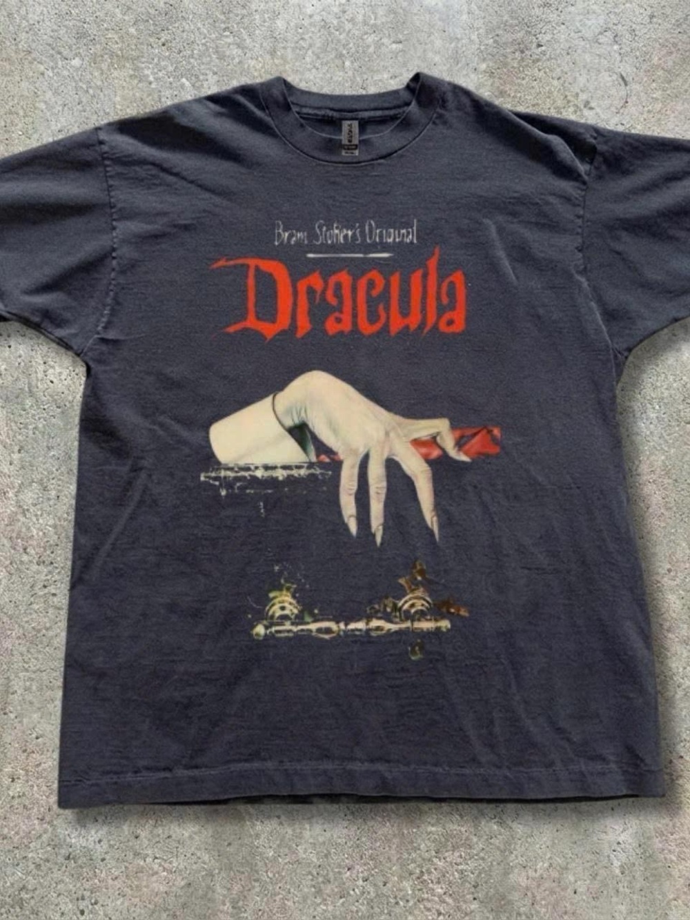 Gildan Black Dracula Graphic Short-Sleeve Tee with Red Logo
